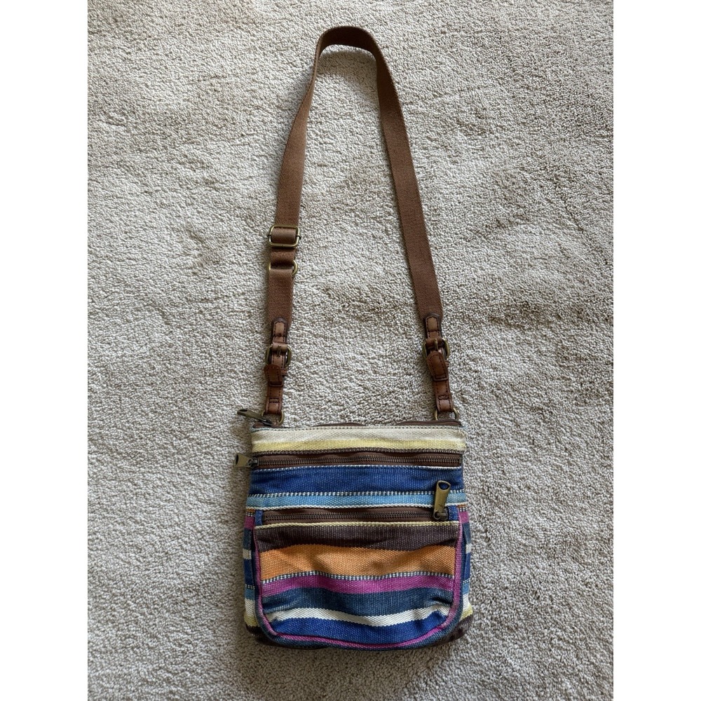 Fossil Explorer Multicolored Striped Crossbody‎ Purse Bag - Picture 3 of 10